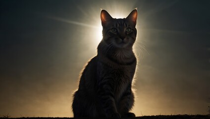 cat on the sunset