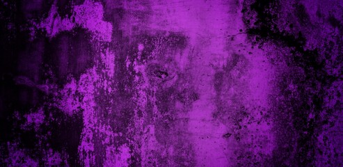 long background of purple color cracked wall, Old black purple painted metal wall Cracked paint texture Dark magenta background with paint drips Baner with a toned rough texture