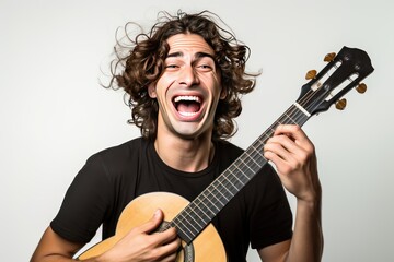 young man playing music Expressing talent, being melodious, attracting emotions, creating an...