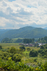 landscape with mountains and clouds