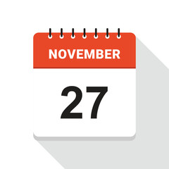 November 27 Calendar Date icon