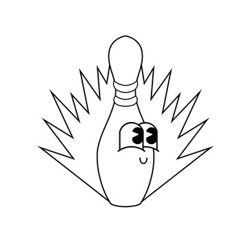 recommend clip art: Doodle cute character illustration bowling pin sticker outline