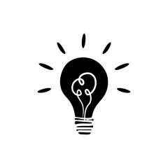 Hand-drawn silhouette of a lamp icon, Creative thinking silhouette
