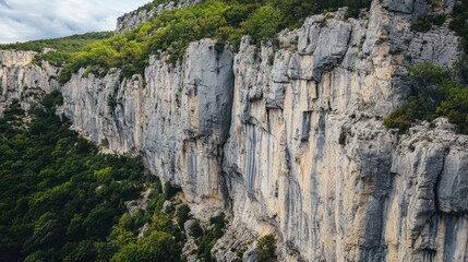 Towering cliffs made of limestone, eroded by wind and rain over centuries