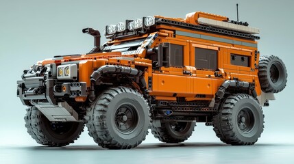 Fototapeta premium Miniature Textured Toy Utility Vehicle on Neutral Base for Adventure Play and Display