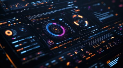 Fototapeta premium Advanced marketing automation graphics with sleek design and impactful visuals, on a clean black background