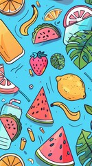 Hand-drawn flat lay cartoon design with fun details.