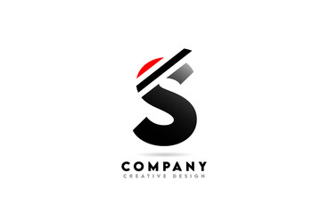 S line cut letter alphabet logo icon design with red black color for company and business