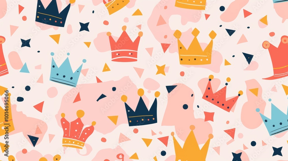 Poster layout pattern featuring success symbols like crowns.