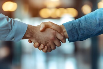 Corporate Business Partners Shaking Hands in Office for New Deal or