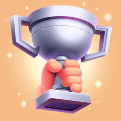 Hand hold silver cup