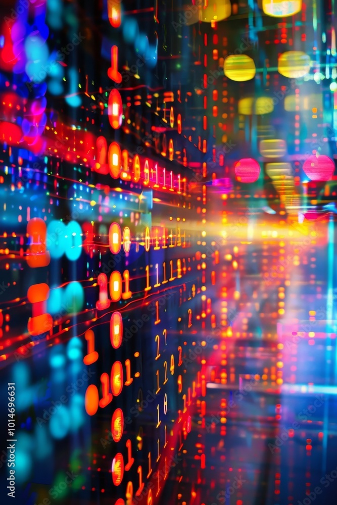 Poster marketing data on a vivid abstract canvas.