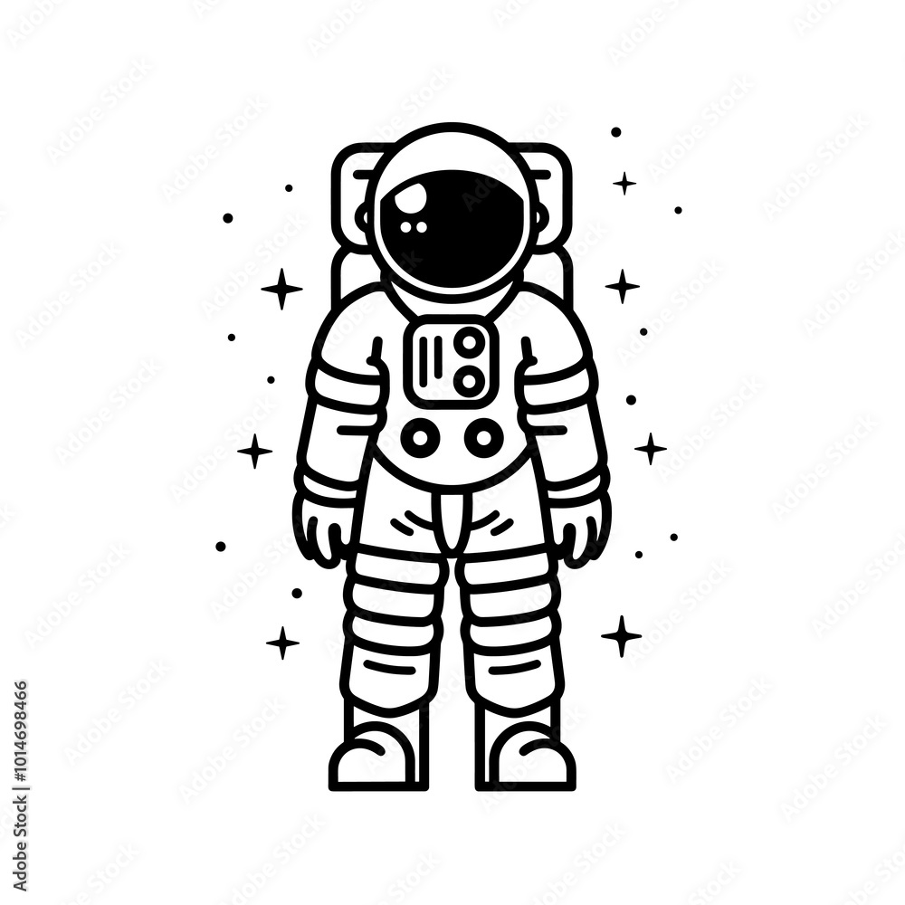 Poster astronaut flat color icon. astronaut in spacesuit. vector illustration