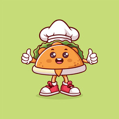 Cute Taco Chef Cartoon Character Illustration