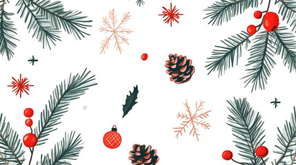 Festive Christmas Pattern with Holiday-Themed Designs, Isolated on White, PNG File, Transparent Background
