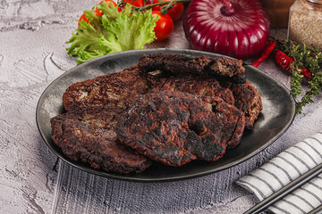 Liver pancakes in the bowl