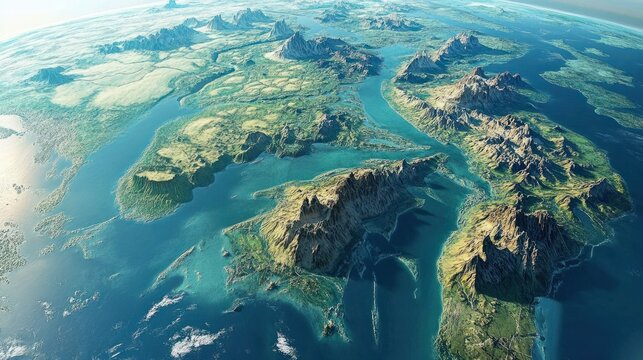 The gradual breakup of Pangaea, showing shifting landmasses over millions of years