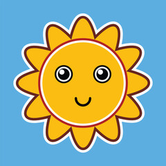 Bright Sun Sticker With Simple Rays and Bold Outline for Eye catching, Cheerful Design