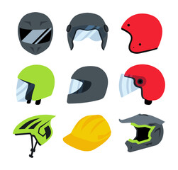Collection of Cartoon doodle of Helmet, Vector, Illustration.