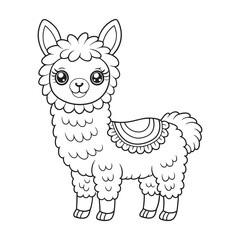 llama coloring page for kids.eps
