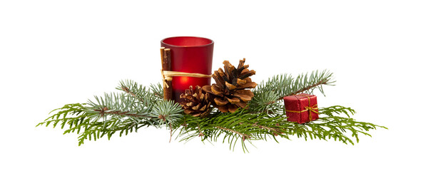 christmas candle and decorations isolated on white or transparent png