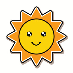 Bright Sun Sticker With Simple Rays and Bold Outline for Eye catching, Cheerful Design