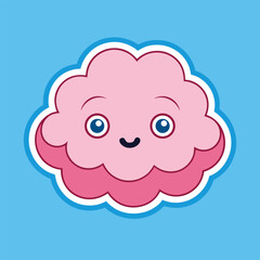 Fluffy Cloud Sticker With Bold Outline and Soft Curves for Puffy, Smooth Appearance