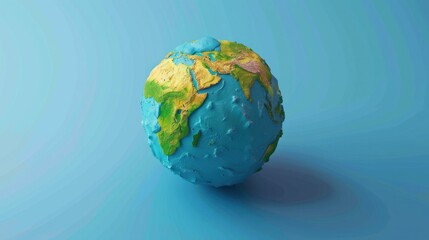 Fototapeta premium globe, Earth, world map, continents, geography, spherical model, blue background A D globe showcasing detailed continents and oceans against a soft blue backdrop, highlighting geographical features