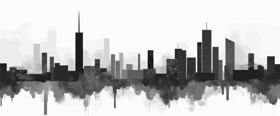 Fototapeta premium Abstract Cityscape with Watercolor Texture