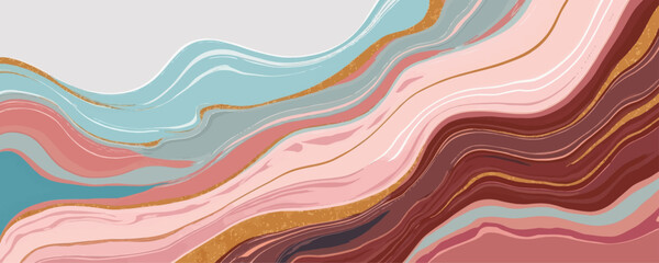 Fototapeta premium Abstract Watercolor Background With Gold Foil 