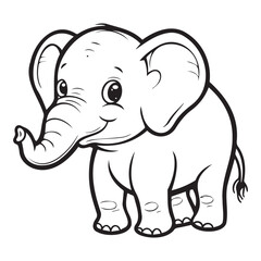 Fototapeta premium Cute Cartoon Elephant Drawing for Kids and Education