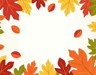 Autumn Leaves Border White Background 
