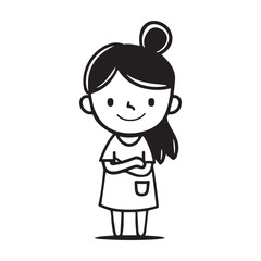 Obraz premium Simple Cartoon Character with Hands on Hips