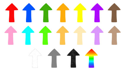 上向き矢印の手書き風イラストセット