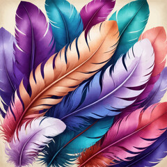 Colorful Feathers Pattern Background 
