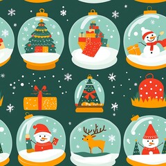 Festive Snow Globe Pattern Design for Holiday Decor