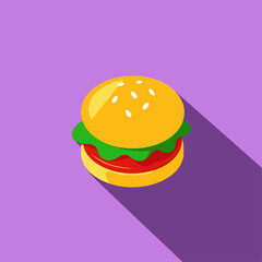 Hamburger on Purple Background 
