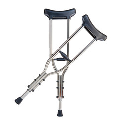 Crutches designed for mobility support and rehabilitation isolated on a white background, transparent background.