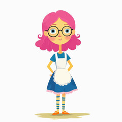 Fototapeta premium Smiling Girl with Pink Hair and Glasses 