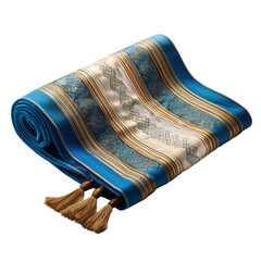 Elegant prayer mat with intricate patterns and tassels, isolated on a white background, transparent background.
