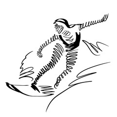 Woman surfer catches a wave, vector abstract illustration 