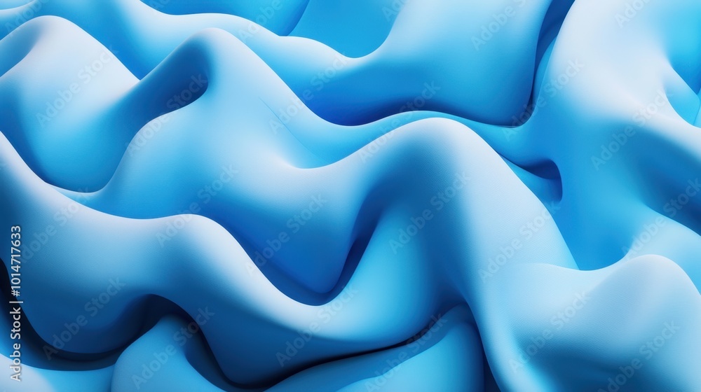 Poster minimalistic blue abstract background with smooth gradient waves and ample copy space on the right s
