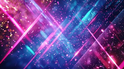 Vibrant Neon Lights and Metallic Confetti for New Year's Eve Party Promotion