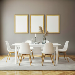Minimalist Dining Room with White Chairs Simple D�cor and Clean Lines