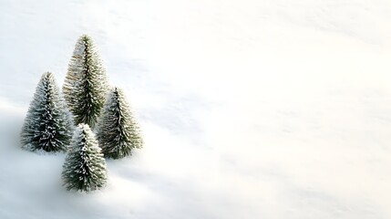 Minimalist Winter Background with Decorative Ornaments for Christmas and New Year Celebrations, Featuring Cute Minimalist Design on a White Background.