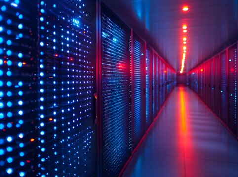 A server room  air-conditioned, devoted to the continuous operation of computer servers, data center.