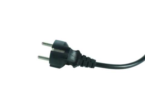 Power plug for electronic devices isolated on transparent background.