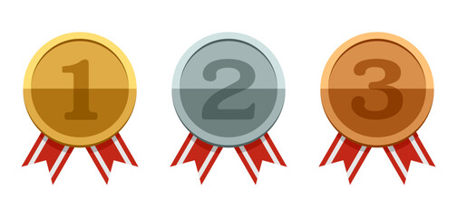 Gold, silver and bronze - award medals set