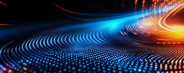 Fototapeta premium Abstract Digital Wave: A mesmerizing swirl of vibrant blue and orange energy, creating a dynamic and futuristic abstract background perfect for tech, innovation, and digital concepts.