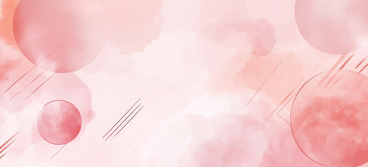 Pastellrosa Aquarell-Design mit geometrischen Formen  im Bannerformat als Hintergrund mit Textfreiraum